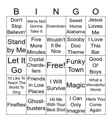 ADVANCE Song Bingo Card