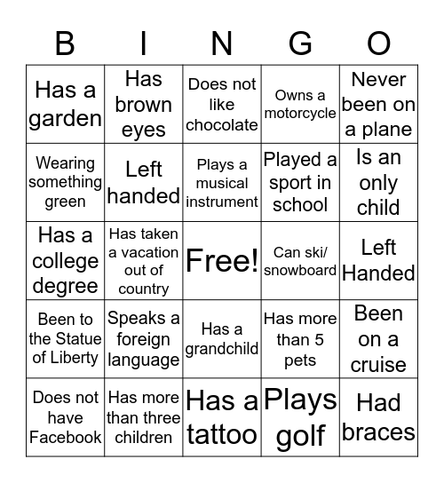 Coworker Bingo Card