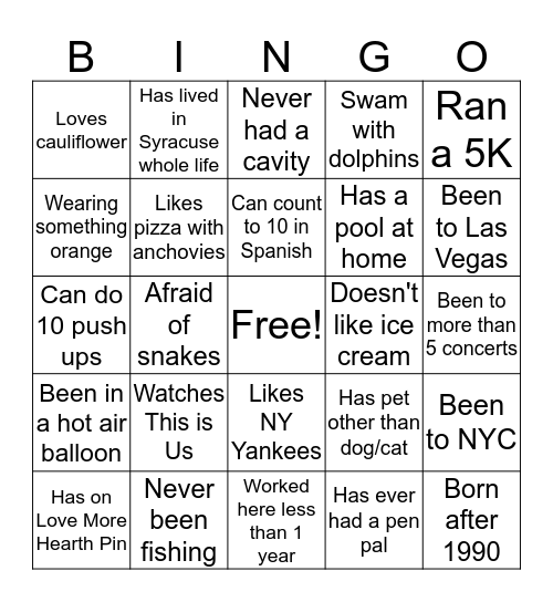 Coworker Bingo Card