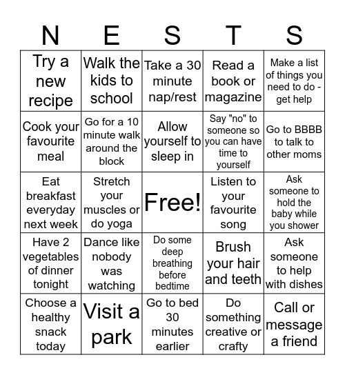 LIFE WITH BABY Bingo Card