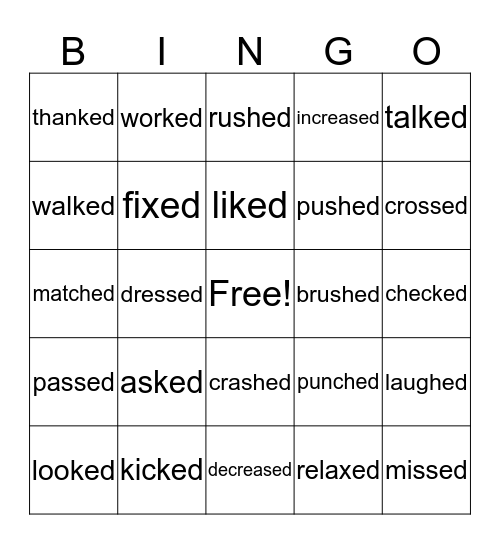 Past Tense 'ed' verbs 't' sound Bingo Card