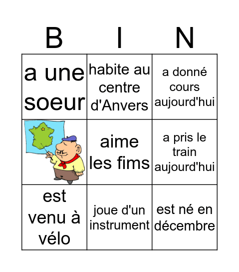 Je cherche quelqu'un qui Bingo Card