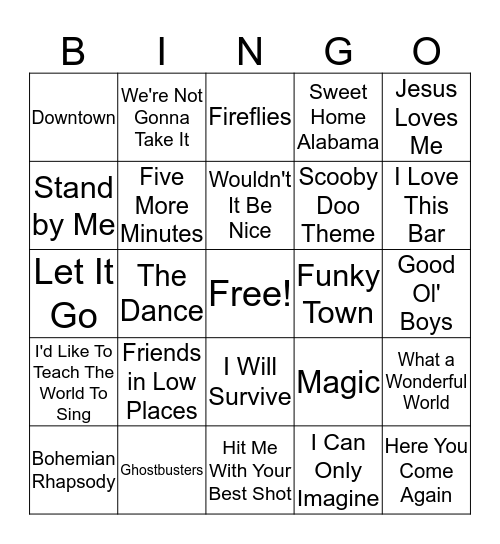 ADVANCE Song Bingo Card