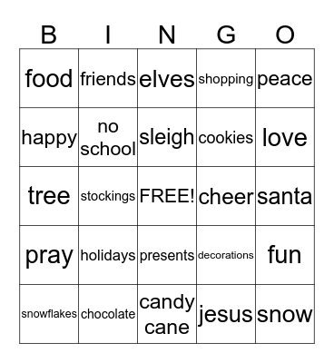 christmas bingo Card