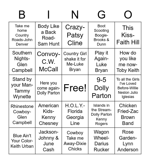 BB14 Country Time! Bingo Card