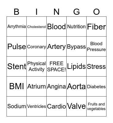 Cardiac Rehab! Bingo Card