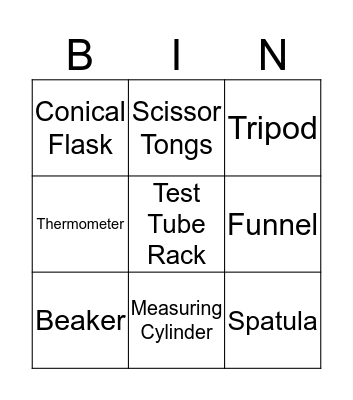 Lab Equipment Bingo Card