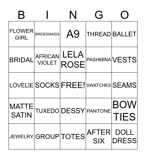 dessy bingo Card