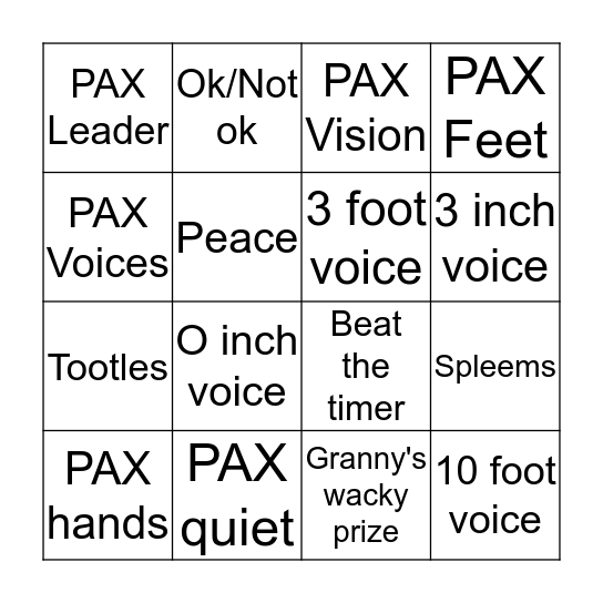 PAX Bingo Card