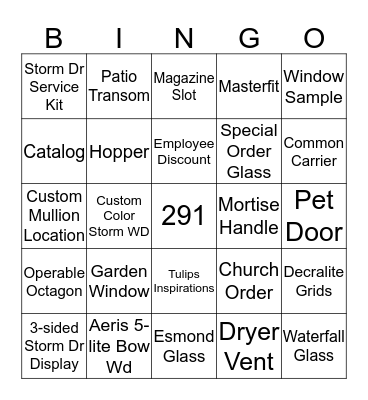 ProVia Bingo Card