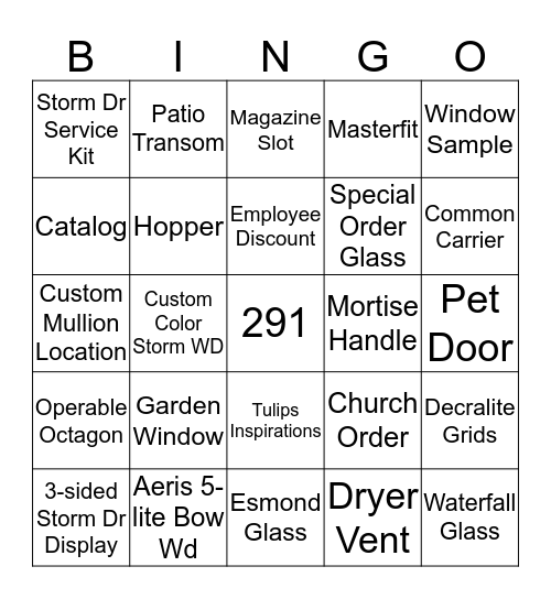 ProVia Bingo Card