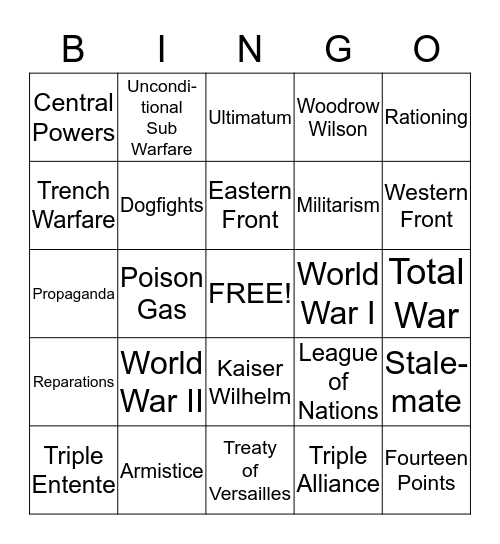 History Bingo Card