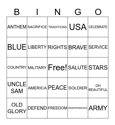 MEMORIAL DAY BINGO Card