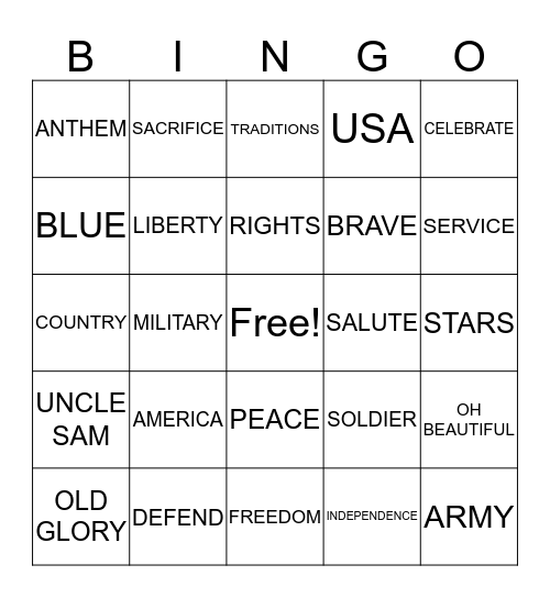 MEMORIAL DAY BINGO Card