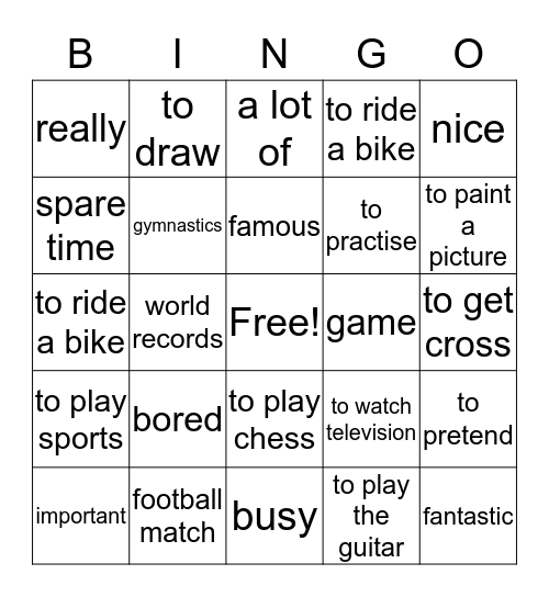 Bingo - words to know Bingo Card