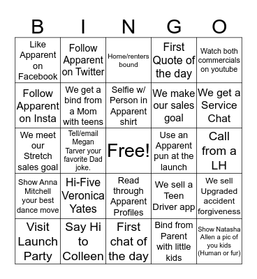 Apparent Bingo Card