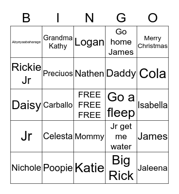 Carballo Family Bingo Card