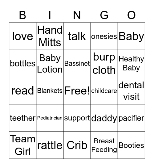 Baby Shower Bingo  Bingo Card