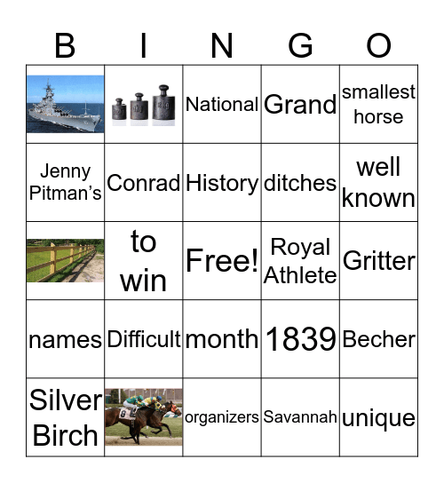 A Day at the races Bingo Card