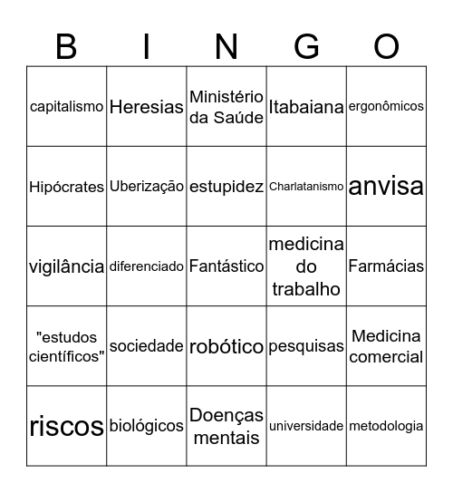 Saúde do trabalhador  Bingo Card