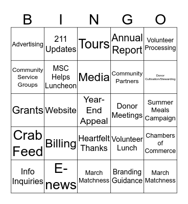 Development Bingo Card
