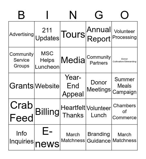 Development Bingo Card