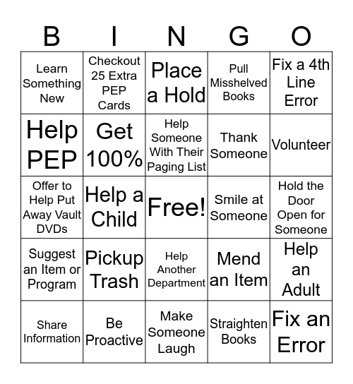 Go the Extra Inch BINGO Card