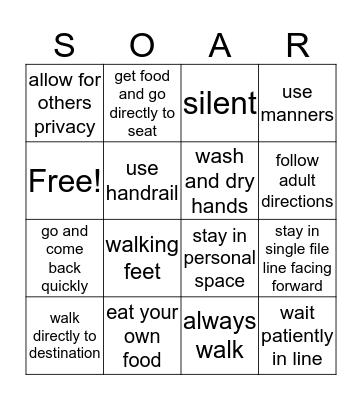 SOAR Behavior Expectations Bingo Card