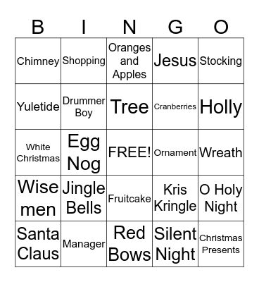 Christmas Bingo Card