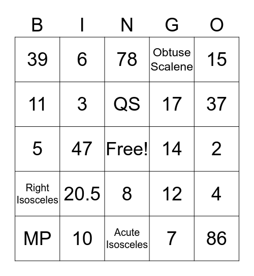 3-3 Triangle Bingo Card