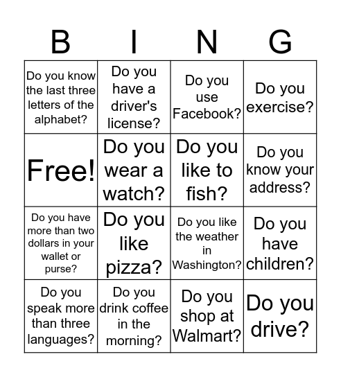 DO YOU Bingo Card