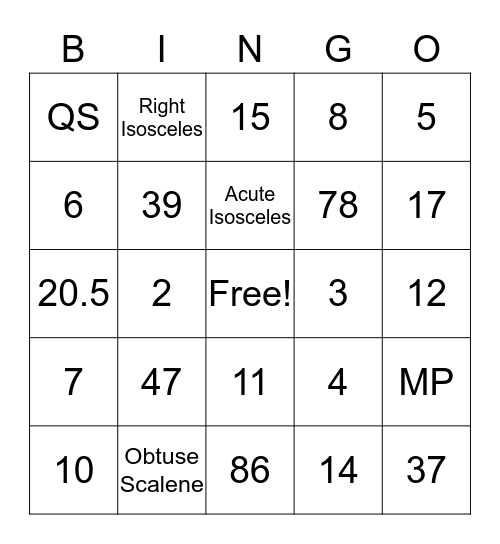 3-3 Triangle Bingo Card