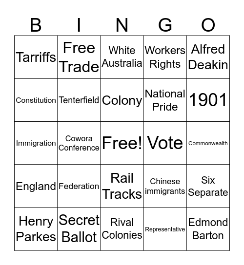 Federation Bingo Card