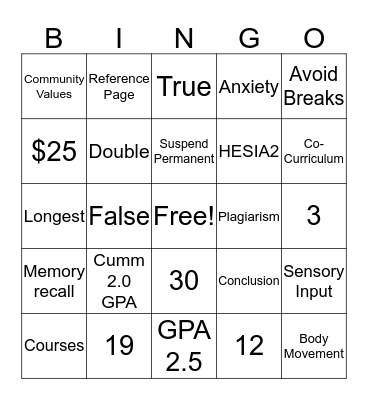 BINGO NUR100 EXAM 1 Bingo Card