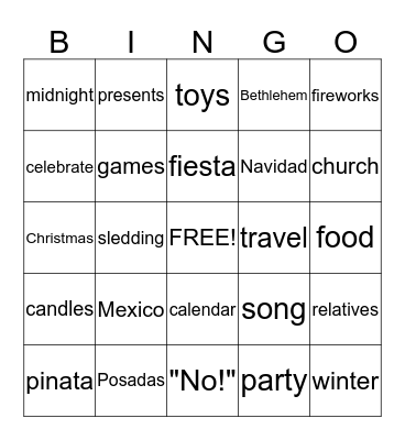 Feliz Navidad Bingo Card