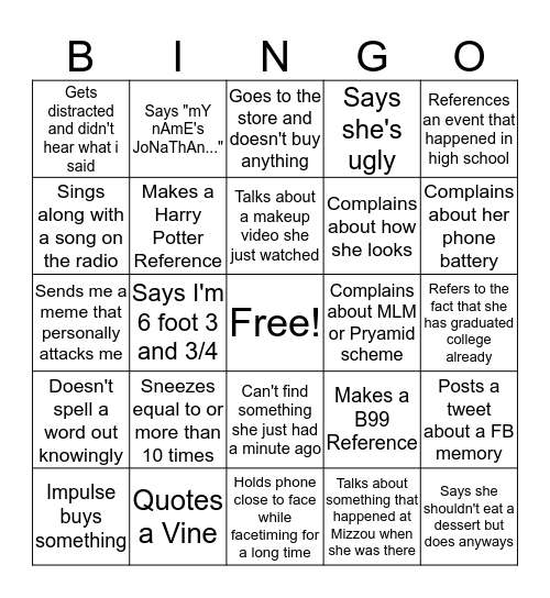 Amando Bingo Card