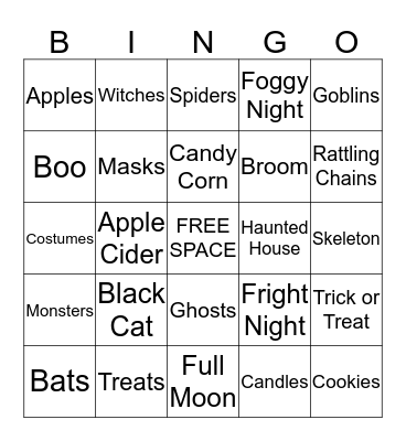 Halloween Bingo Card