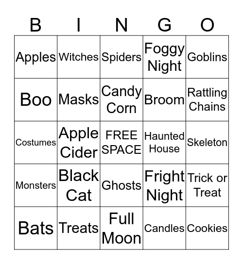 Halloween Bingo Card