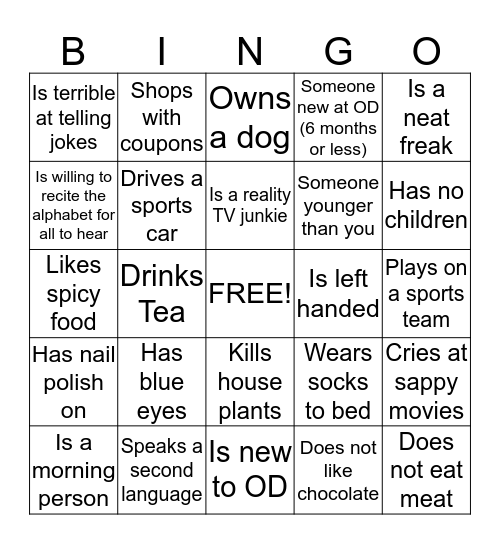 HR People Bingo! Bingo Card