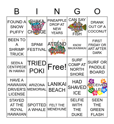 Livin' Local - Hawaiian Style! Bingo Card