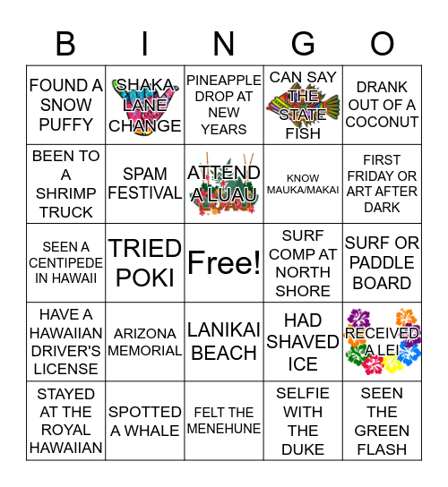 Livin' Local - Hawaiian Style! Bingo Card