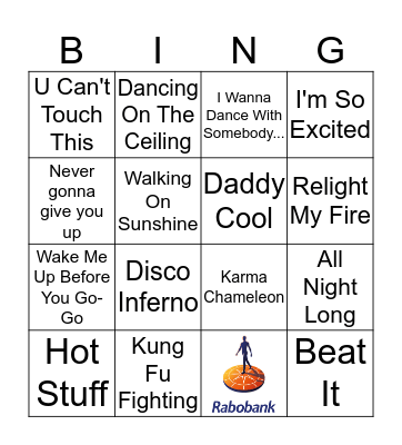 Rabobank Music Bingo Card