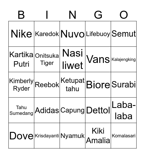 Senjani Bingo Card