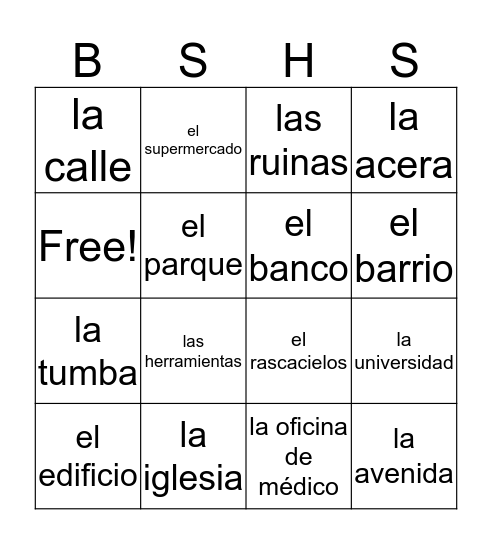 La Ciudad Bingo Card