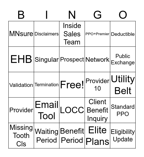 DDMN Terms Bingo Card