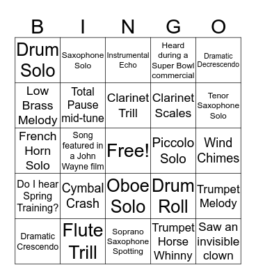 Band Bingo Card