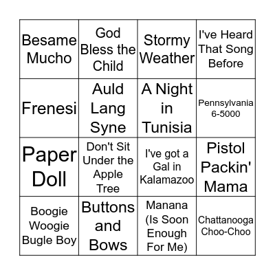 40s Bingo Card