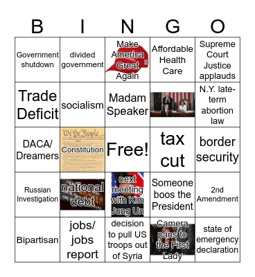 2019 State of the Union Address Bingo Card