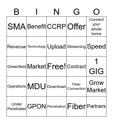 CenturyLink Bingo Card