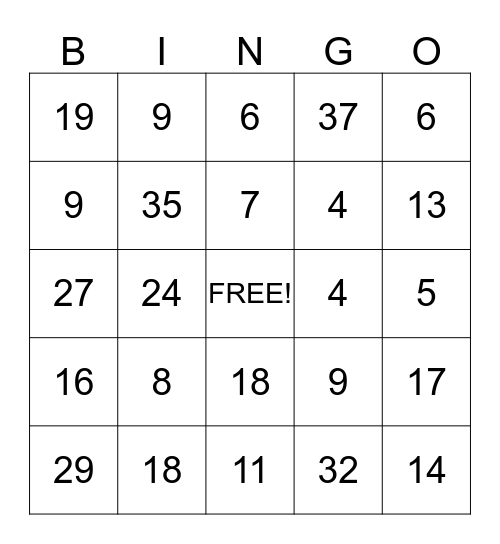 3 Friday's in December Bingo Card